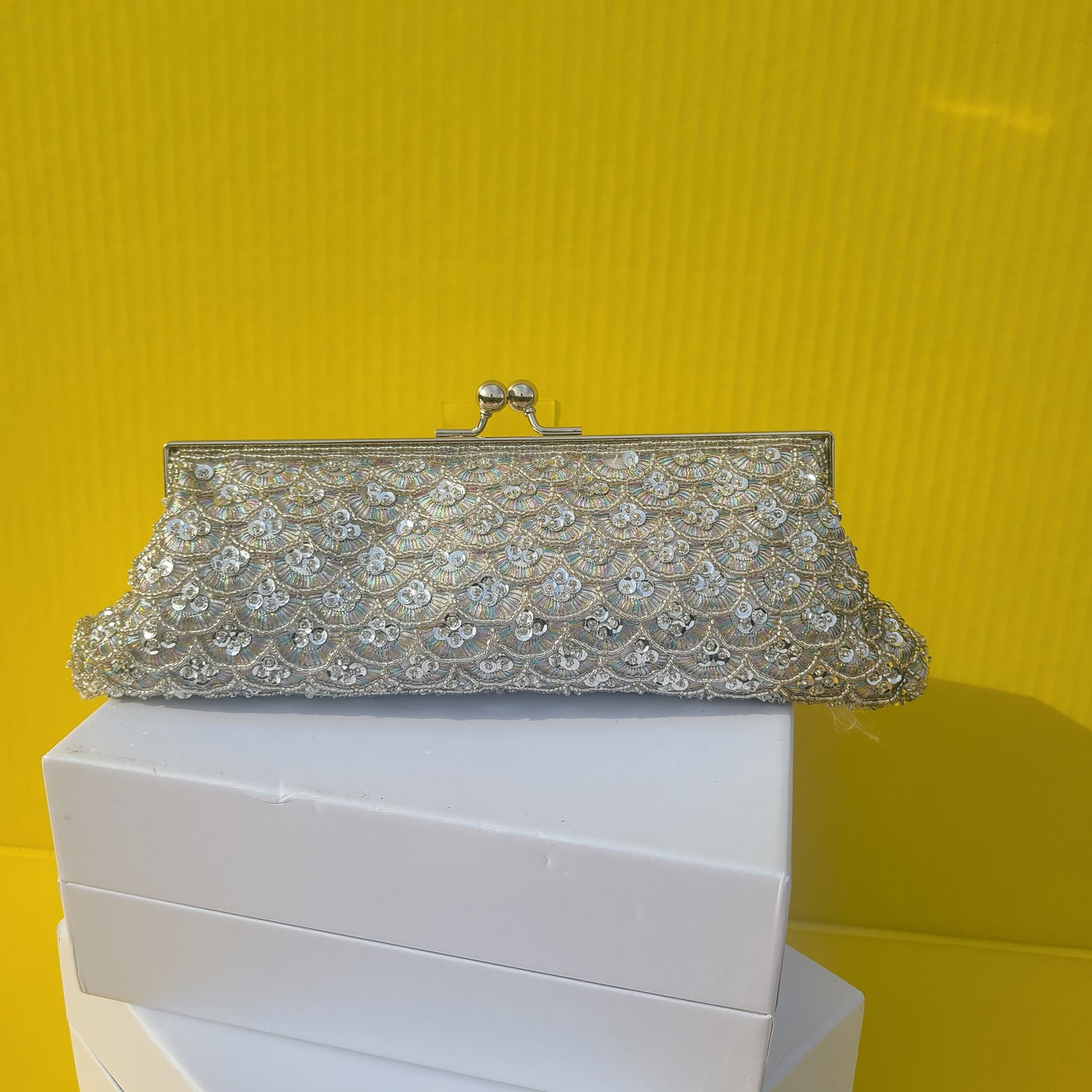 Silver Fox Beaded Clutch