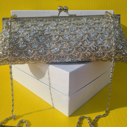 Silver Fox Beaded Clutch